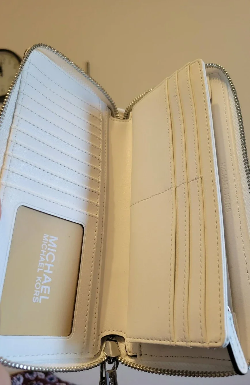 Michael Kors Chalk White Leather Tote and Wallet Set